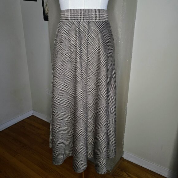 HALARA Plaid A-Line Midi Skirt Tartan Houndstooth Office NWT - Picture 8 of 13